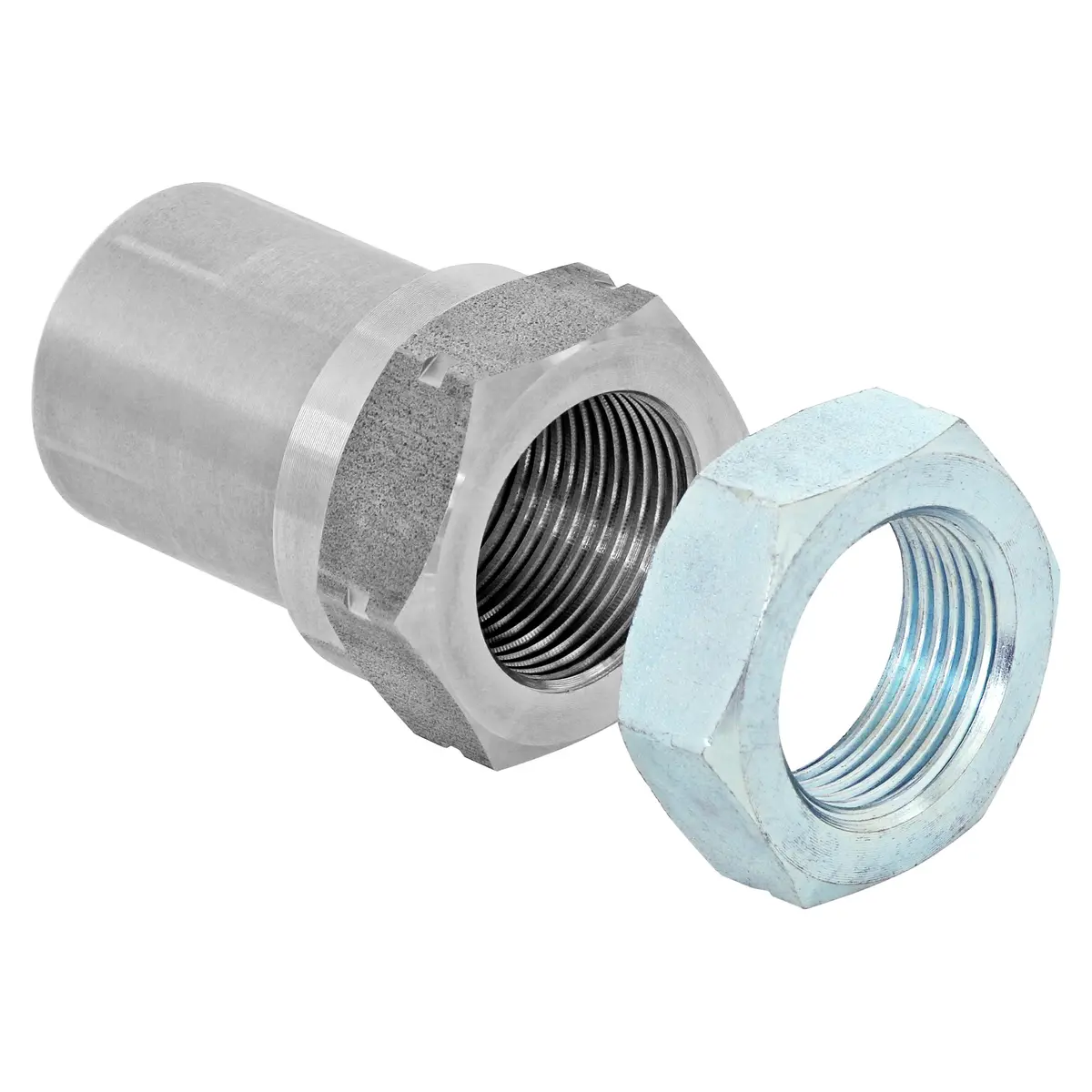 Rockjock Threaded Bung With Jam Nut, 1 1/4 In.-12 Lh Thread, Set 1