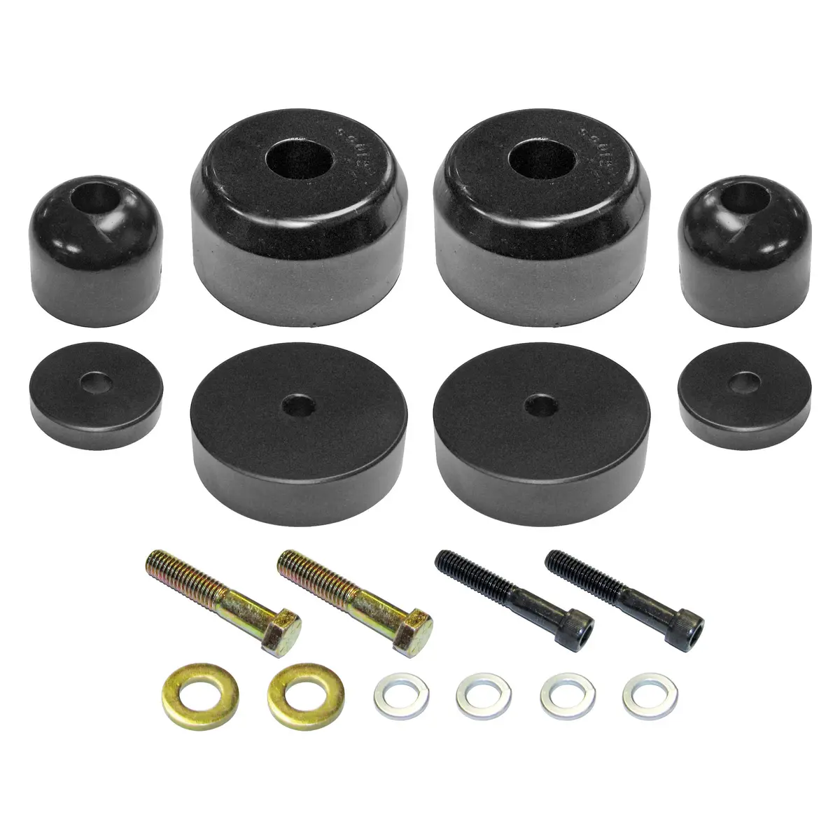 Rockjock Bump Stop Kit, Tj/Lj/Xj/Mj Front, Incl. Polyurethane Rockjock Bump Stops, Aluminum Spacers, Hardware 1