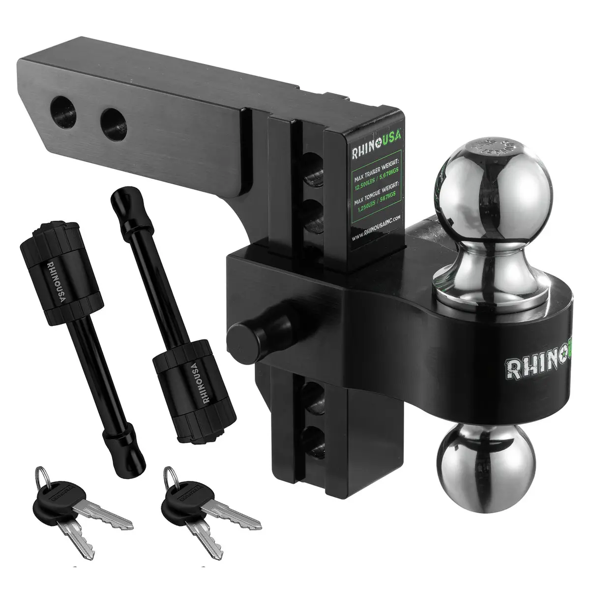 Rhino Usa 8In Heavy Duty Drop Hitch - 2In (Silver) 1