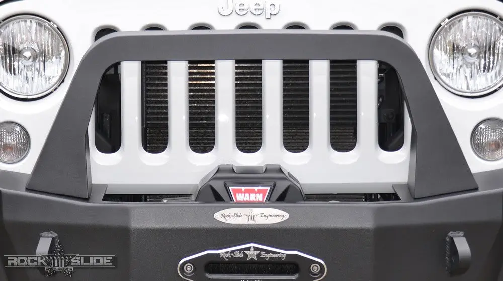 Jeep Jk Bull Bar For 07-18 Wrangler Jk Rigid Series Front Bumper Only Black Powdercoat Rock Slide Engineering 1