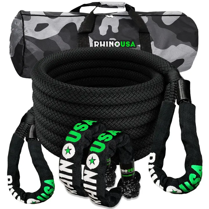 Rhino Usa 7/8" X 30' Kinetic Rope Recovery Kit W/Soft Shackles (Black) 1