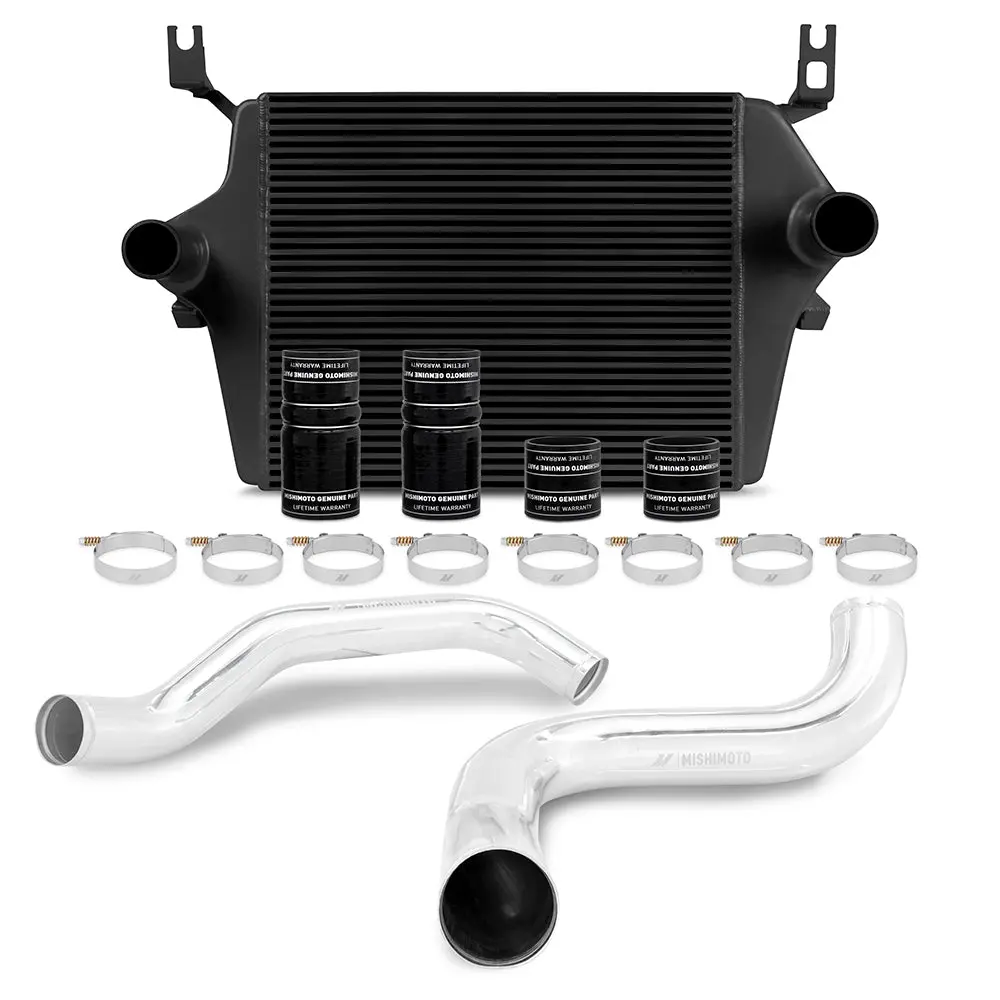 Mishimoto Mmint-F2d-99Kbkp Ford 7.3L Powerstroke Intercooler Kit, 1999-2003 Black Cooler, Polished Pipes 1