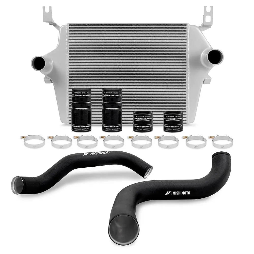Mishimoto Mmint-F2d-99Kslbk Ford 7.3L Powerstroke Intercooler Kit, 1999-2003 Silver Cooler, Black Pipes 1