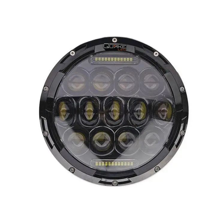 7 Inch Headlight Jeep Jk/Cj/Tj 75 Watt High/Low Rgb Accent Quad-Lock/Interlock Black Reflector Tempest Series Quake Led 1