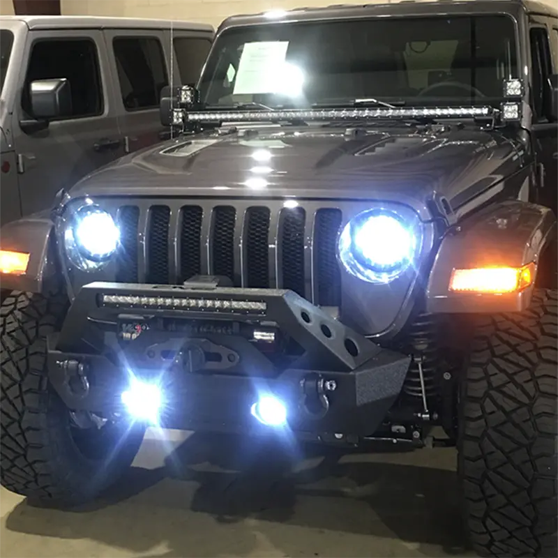 Jeep Wrangler Jl/Jt Gladiator 9 Inch Hd-Rgb Headlights 4 Inch Hd-Rgb Fog Lights Quake Led 1