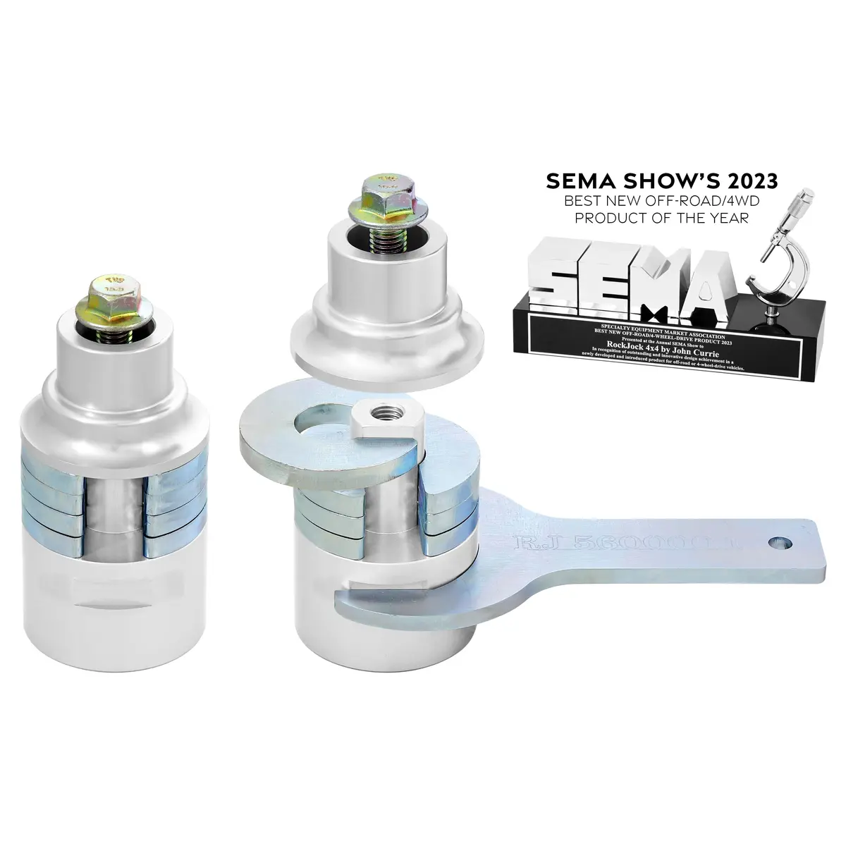 Rockjock Jl/Jt And Jk Adjustable Front Upper Bump Stops, Billet Aluminum, Complete W/ Steel Shims, Hardware, Wrench. Height Adjustment Range: 1.89 In. - 3.15 In. 1