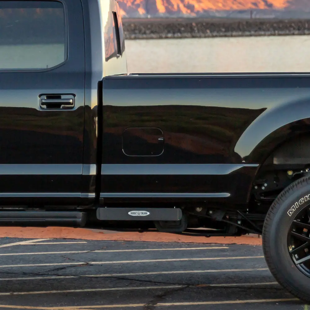 R-Step 16 Inch Wide Step For 2017-2022 Ford Super Duty Bed Step Attachment Brackets Drivers Side Front Of Rear Tire Rock Slide Engineering 1