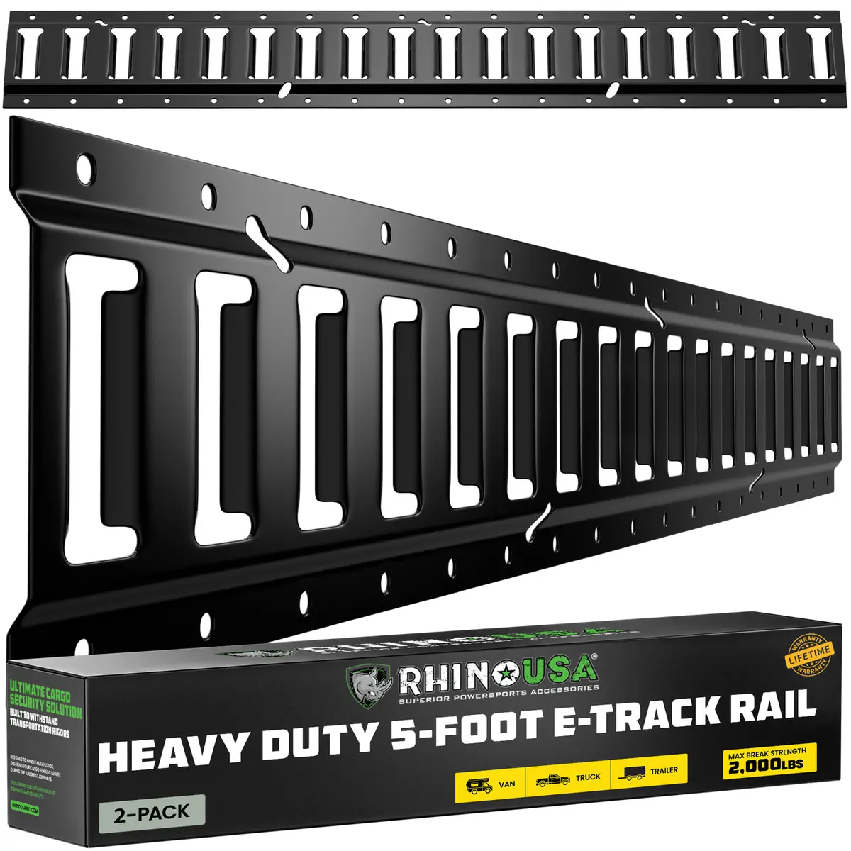 5Ft E-Track Tie-Down Rails, Black (2 Pack) 1
