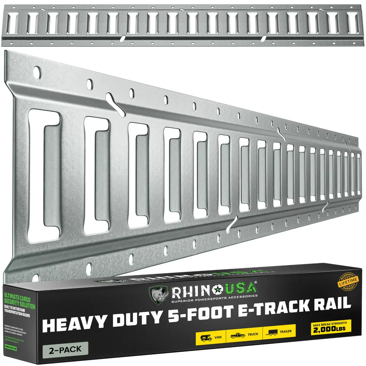 5Ft E-Track Tie-Down Rails, Silver (2 Pack) 1