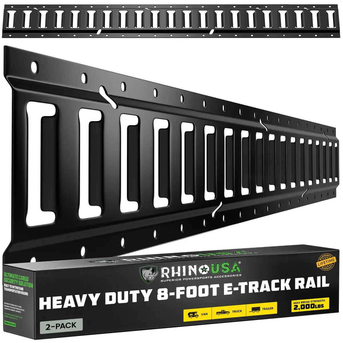 8Ft E-Track Tie-Down Rails, Black (2 Pack) 1