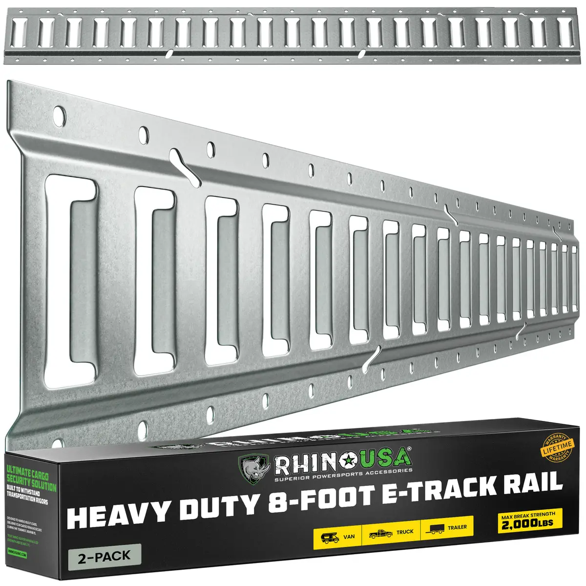 8Ft E-Track Tie-Down Rails, Silver (2 Pack) 1