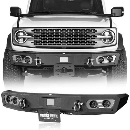 Aftermarket Front Bumper W/D-Rings & Led Lights For Ford Bronco 2021-2026 Excluding Raptor - Hooke Road 1