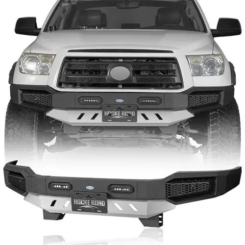 Aftermarket Front Bumper W/Skid Plate & Led Spotlights For 2007-2013 Toyota Tundra - Hooke Road 1