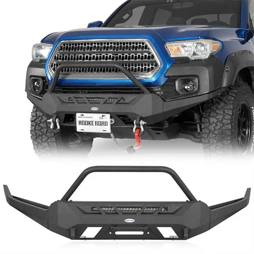Aftermarket Front Bumper W/ Winch Plate & Led Light Bar (16-23 Toyota Tacoma 3Rd Gen) - Hooke Road 1