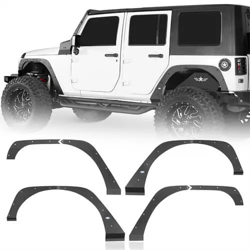 Aftermarket Front & Rear Fender Flare Kit For 2007-2018 Jeep Wrangler Jk - Hooke Road 1