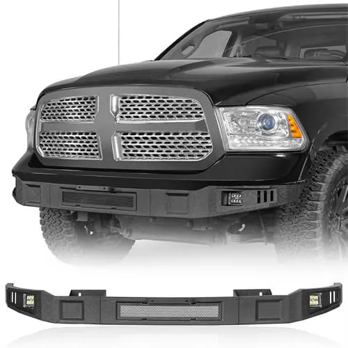 Aftermarket Full Width Front Bumper W/ Led Lights For 2013-2018 Ram 1500 (Excluding Rebel) - Hooke Road 1