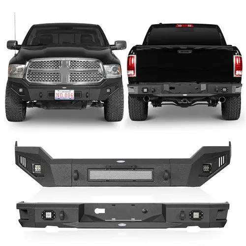 Aftermarket Full Width Front & Rear Bumper For 2013-2018 Dodge Ram 1500 (Excluding Rebel)- Hooke Road 1