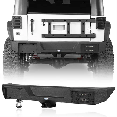 Aftermarket Rear Bumper W/ License Plate Light For Jeep Wrangler Jk 2007-2018 - Hooke Road 1