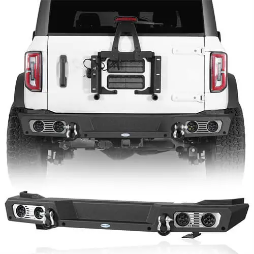 Aftermarket Rear Bumper W/D-Rings & Led Lights For Ford Bronco 2021-2026 Excluding Raptor - Hooke Road 1