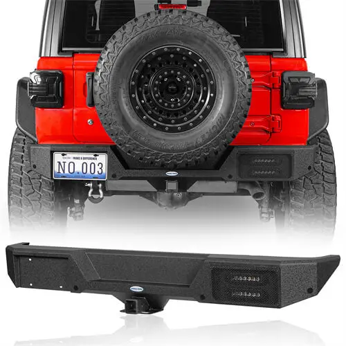 Aftermarket Rear Bumper W/License Plate Light For 2018-2026 Jeep Wrangler Jl - Hooke Road 1