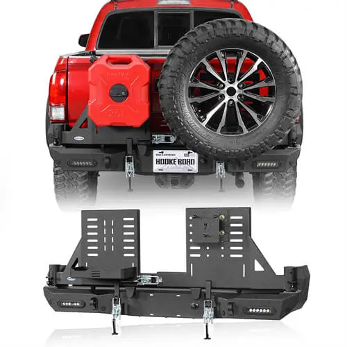 Aftermarket Rear Bumper W/ Dual Swing Arms & Tire Carrier & 5.3-Gallon Jerry Can Holder For 2016-2023 Toyota Tacoma - Hooke Road 1