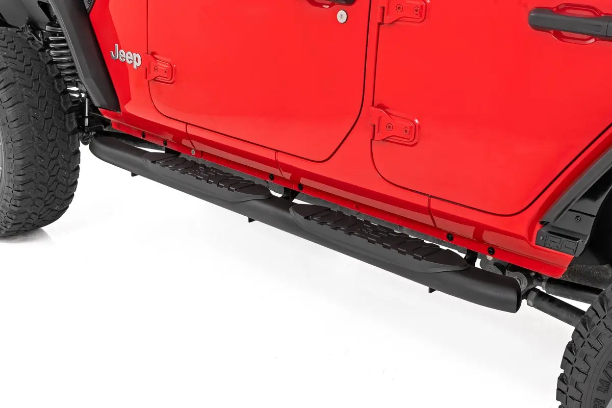 Oval Nerf Steps - 4 Door - Black - Jeep Wrangler Unlimited 4Wd (2018-2024) 1