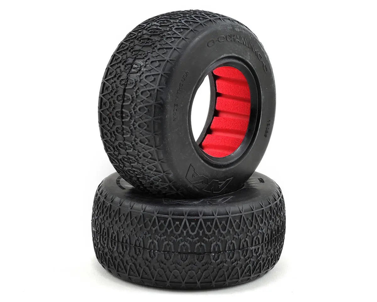 Aka 1/10 Chain Link Sc Wide Super Soft Front/Rear Wheel Mounted With Red Inserts (2) 1