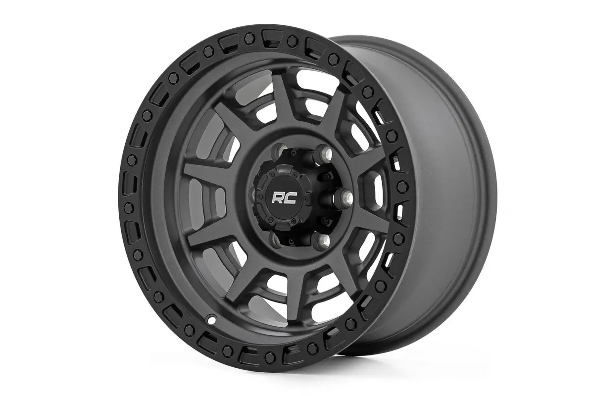 Rough Country 85 Series Wheel - Simulated Beadlock - Gunmetal Gray/Black - 17X9 - 8X170 - -12Mm 1