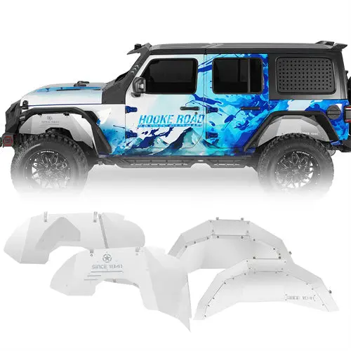 Aluminum Front & Rear Inner Fender Liners (2018-2026 Jeep Wrangler Jl; Excluding Rubicon 3.6L Engine) - Hooke Road 1