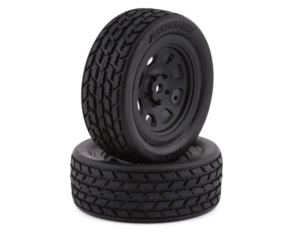 Team Associated Sr10 Pre-Mounted Street Stock Tires W/Front Wheels (2) 1