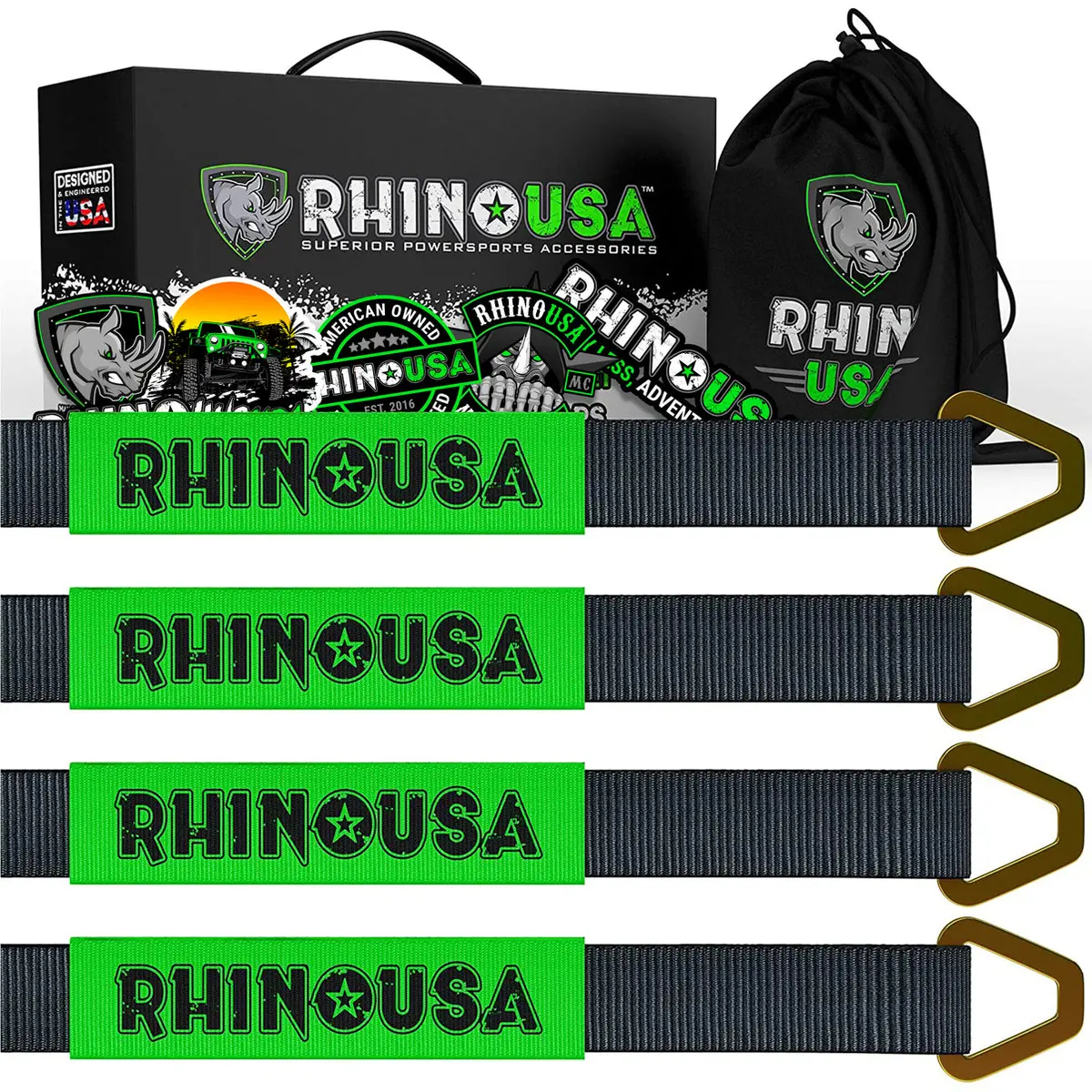 Rhino Usa Axle Tie Down Straps (4-Pack) 2" X 38" - Black 1