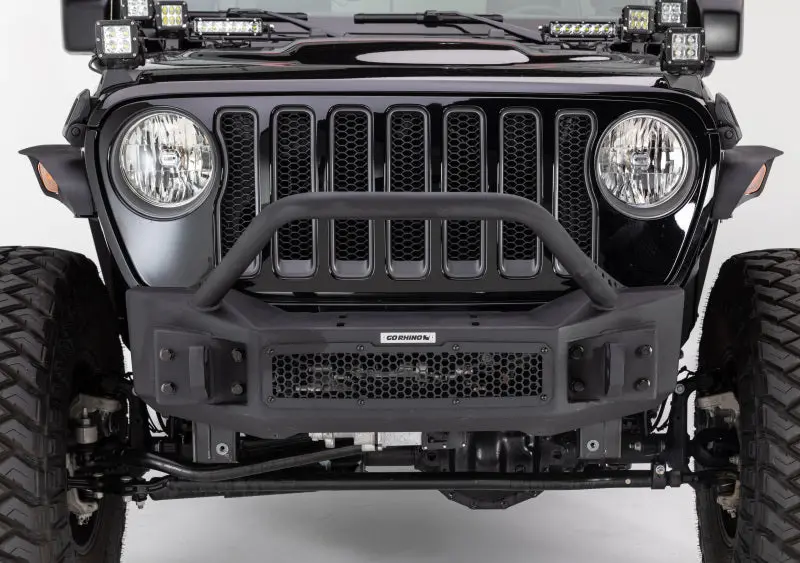 Go Rhino 07-20 Jeep Wrangler Jl/Jlu/Jk/Jku/Gladiator Jt Rockline Front Stubby Bumper W/ Overrider 1