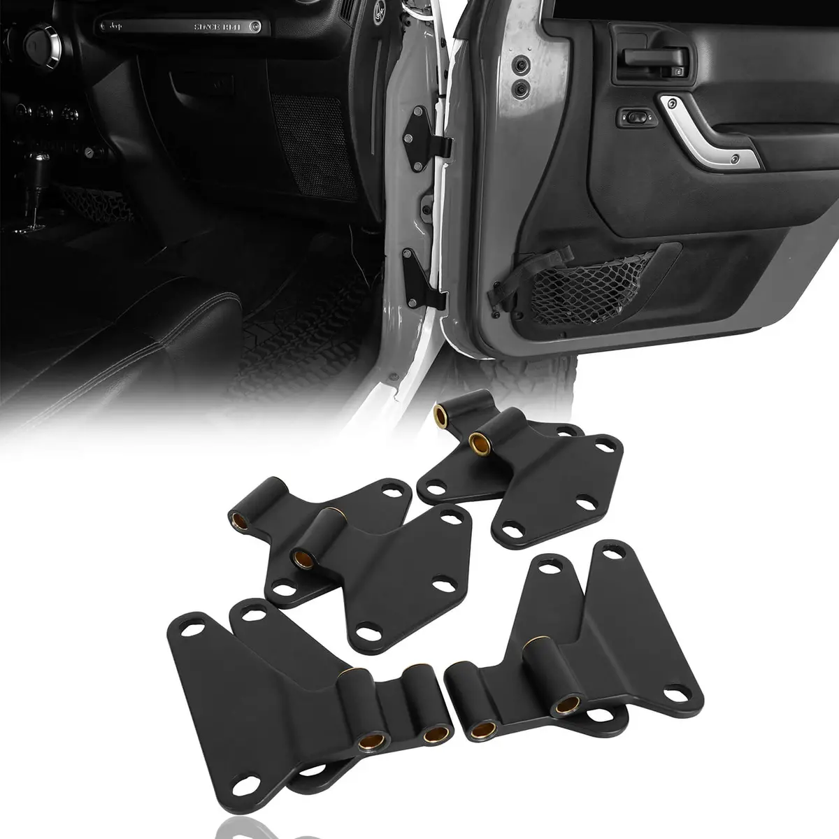 Black Body Door Hinge Set(07-18 Jeep Wrangler Jk) - Hookeroad 1