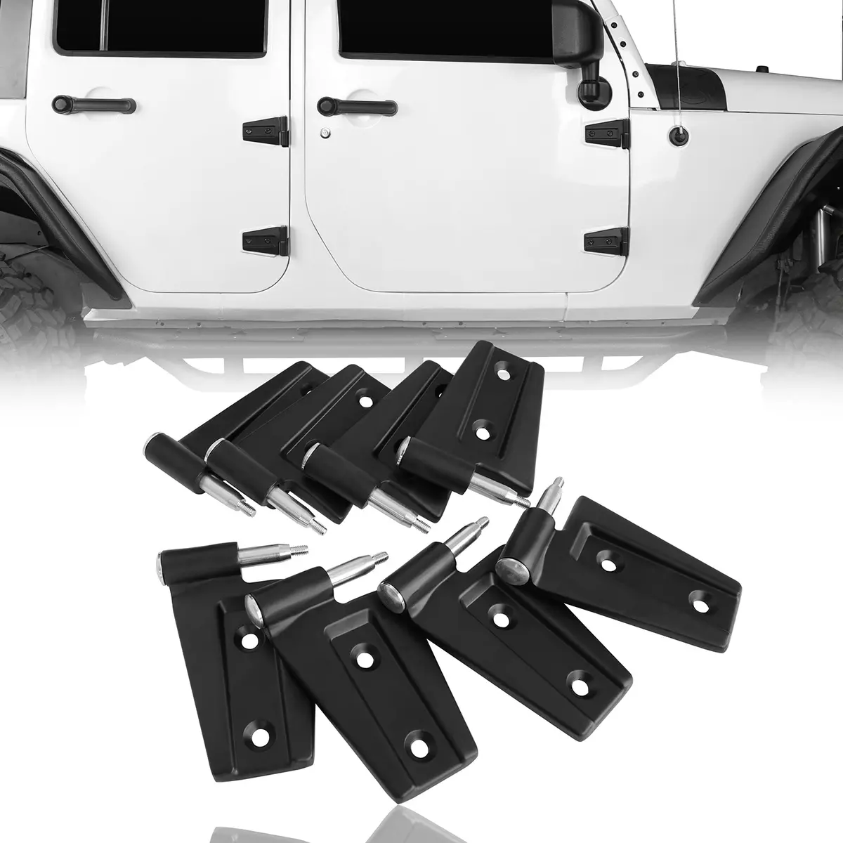 Black Door Hinge Kit Replacement (07-18 Jeep Wrangler Jk) - Hookeroad 1