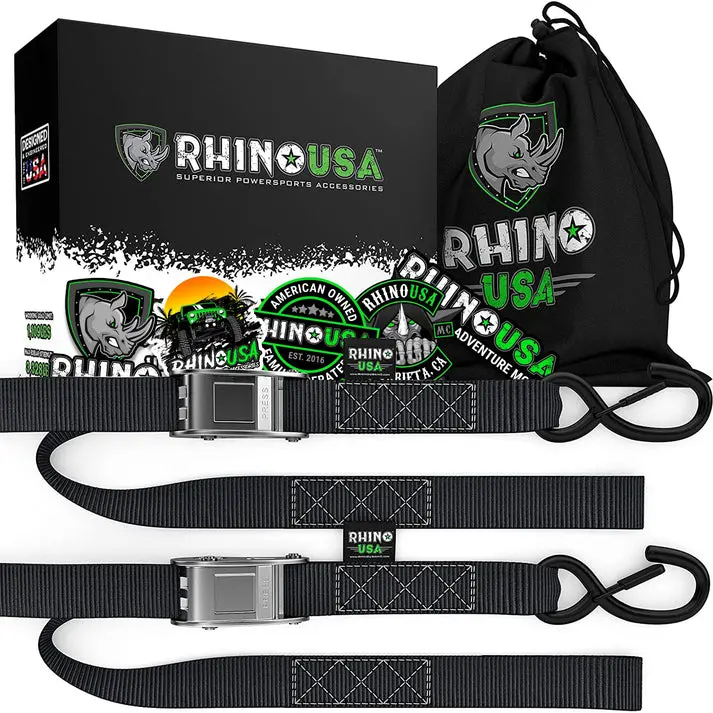 Rhino Usa 1.5" X 8' Cambuckle Motorcycle Tiedown Straps 2-Pack (Yellow) 1