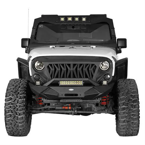 Blade Stubby Front Bumper W/ Light Bar & Rear Bumper Combo(07-18 Jeep Wrangler Jk Jku) - Hooke Road 1