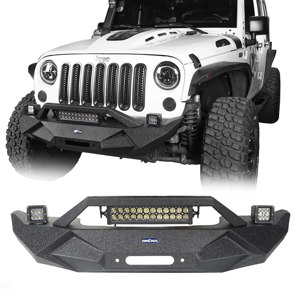 Hooke Road Blade Master Front Bumper W/Winch Plate & Light Bar(07-18 Jeep Wrangler Jk) 1
