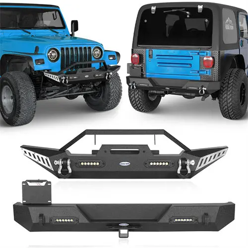 Hooke Road Stubby Front Bumper & Different Trail Rear Bumper Combo(87-06 Jeep Wrangler Tj & Wrangler Yj) 1