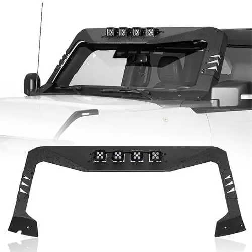 2021-2024 Ford Bronco Madmax Windshield Frame Sun Visor Cowl W/4 Led Light - Hooke Road 1