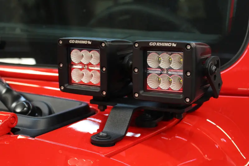 Go Rhino 18-20 Jeep Wrangler Jl/Jlu/Gladiator Jt Light Mount - Two 3In Cubes 1