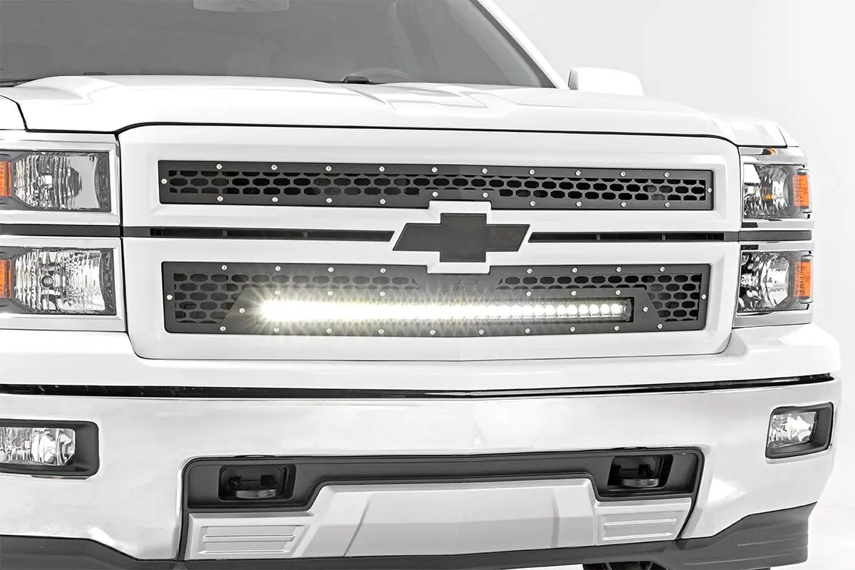 Mesh Grille - 30 Inch Single Row Led - Black - Chevy Silverado 1500 (14-15) 1
