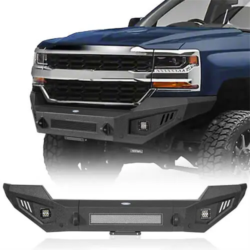 2016-2018 Chevy Silverado 1500 Aftermarket Full Width Front Bumper W/ Led Spotlights  - Hooke Road 1