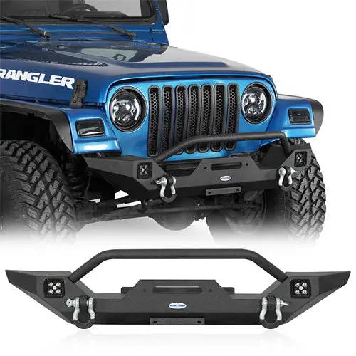 Different Trail Rock Mid Front Bumper W/ Winch Plate & 2 X 25W Led Lighting(87-06 Jeep Wrangler Tj & Wrangler Yj) - Hooke Road 1