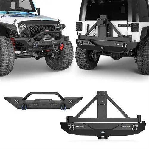 Hooke Road Different Trail Mid Width Front Bumper & Rear Bumper Combo(07-18 Jeep Wrangler Jk) 1