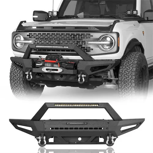 Front Bumper W/72W Light Bar For 2021-2026 Ford Bronco (Excluding Raptor) - Hooke Road 1