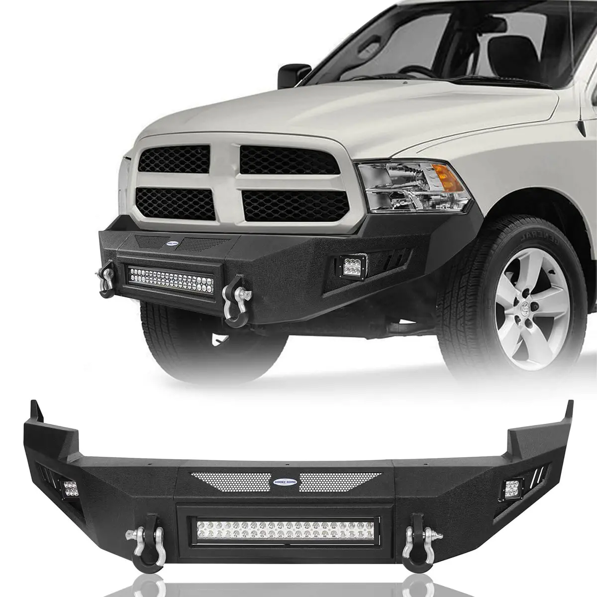 Full Width Front Bumper W/ Led Flood Spot Combo Light Bar(09-12 Ram 1500) - Hr - Hooke Road 1
