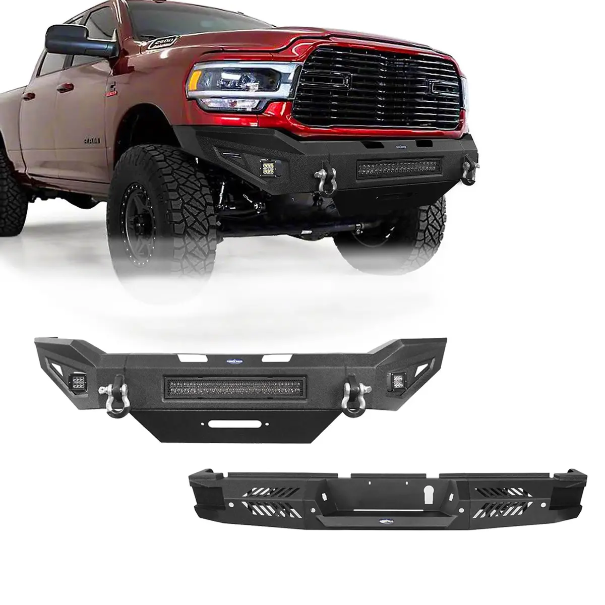 Hooke Road Front Bumper & Rear Bumper (19-24 Dodge Ram 2500 3500) 1