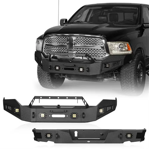 Hooke Road Dodge Ram Full Width Front Bumper & Rear Bumper(13-18 Dodge Ram 1500,Excluding Rebel) 1