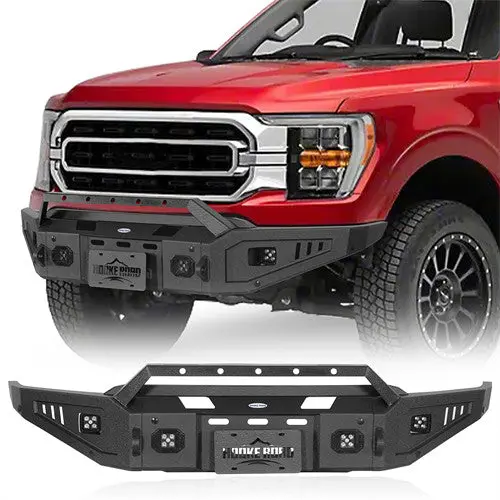 Front Bumper W/ Winch Plate & Led Spotlights (21-23 Ford F-150, Excluding Raptor) - Hooke Road 1