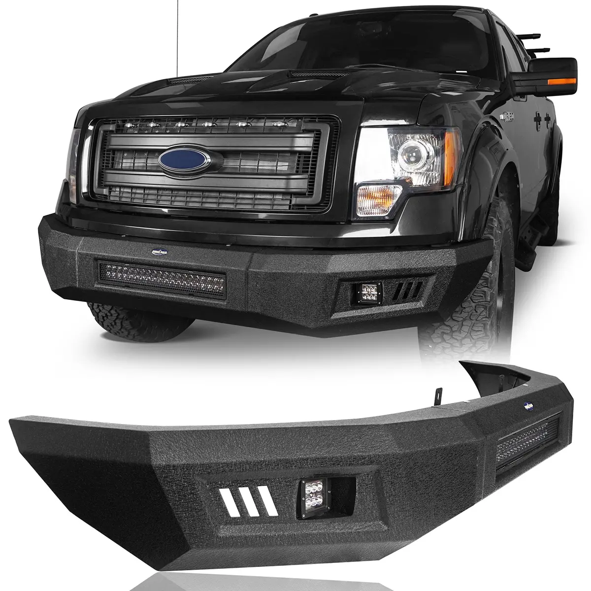 Hooke Road Full Width Front Bumper W/ 120W Led Light Bar(09-14 Ford F150, Excluding Raptor) 1